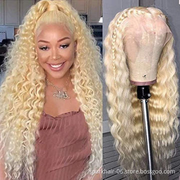 180 Density Hd Lace Cuticle Aligned Virgin Wigs Vendor 613 13X6 13x4 Water Wave Blonde Frontal Wigs 613 Blonde Lace Frontal Wig